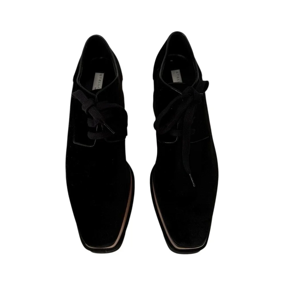 New! Stella McCartney Elyse Velvet Platform Brogues Black‎ Size 39.5 US 9 9.5
